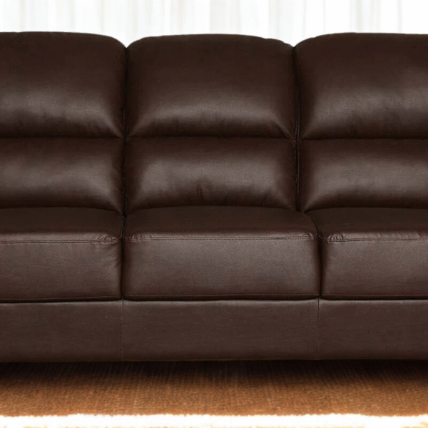 Classic Brown Leather Sofa – High Comfort, Durable Frame (3 Seater)